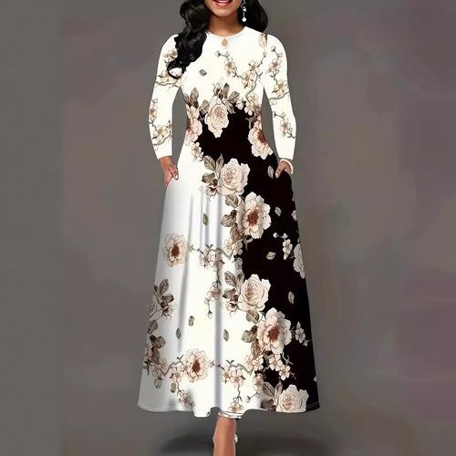 Damen Maxikleid mit floralem Design und praktischen Taschen R&B