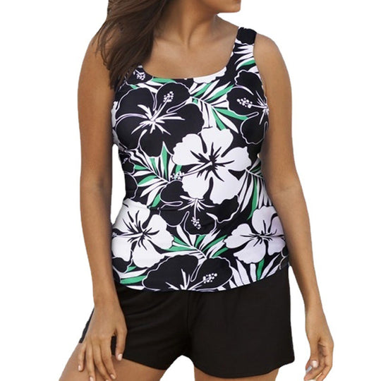 Damen Tankini-Set mit modischem Blumenmuster und bequemen Shorts R&B