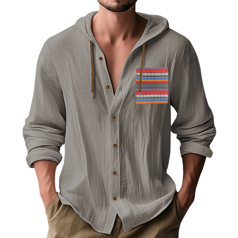 Herren Kapuzenshirt mit verspieltem Design und praktischer Knopfleiste R&B