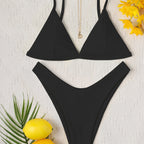 Damen Triangel-Bikini mit hochgeschnittenem Design und feinen Rippstrukturen R&B
