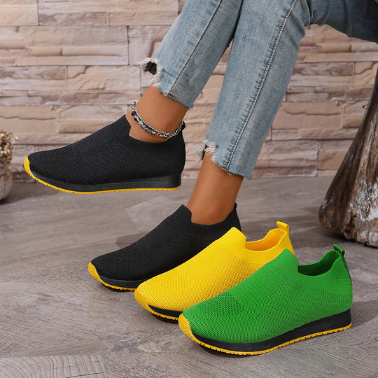Damen atmungsaktive Slip-On Sneakers mit elastischem Einsatz R&B