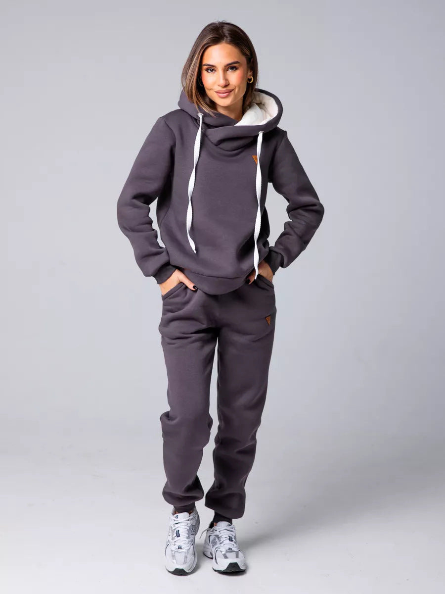 Damen Sportliches Hoodie-Set mit hohem Kragen R&B