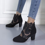 Damen Trendige Ankle Boots mit eleganter Spitzen- und Textilapplikation R&B