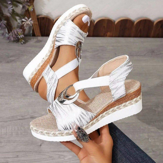 Damen Wedge-Sandalen mit dekorativem Riemen und modischem Akzent R&B