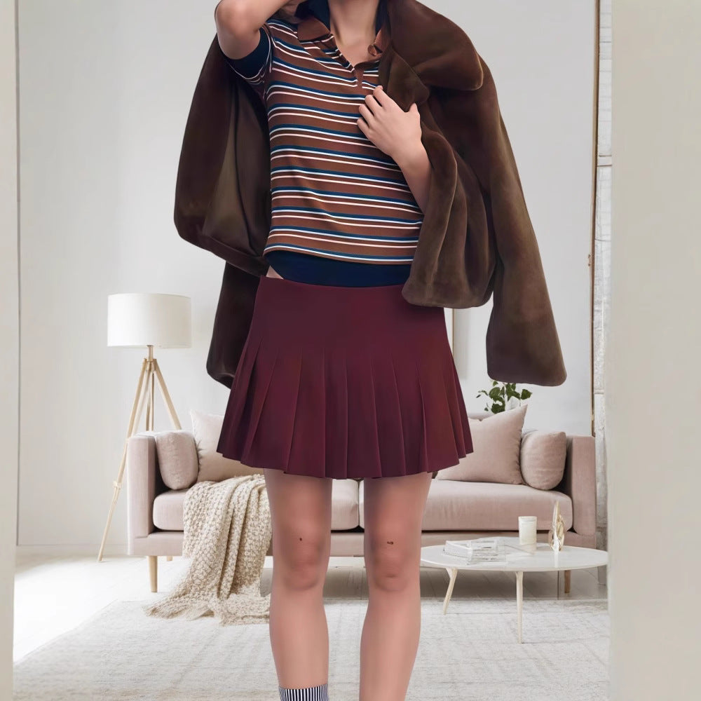 Damen Faltenrock mit hohem Bund und sportlichem Design R&B