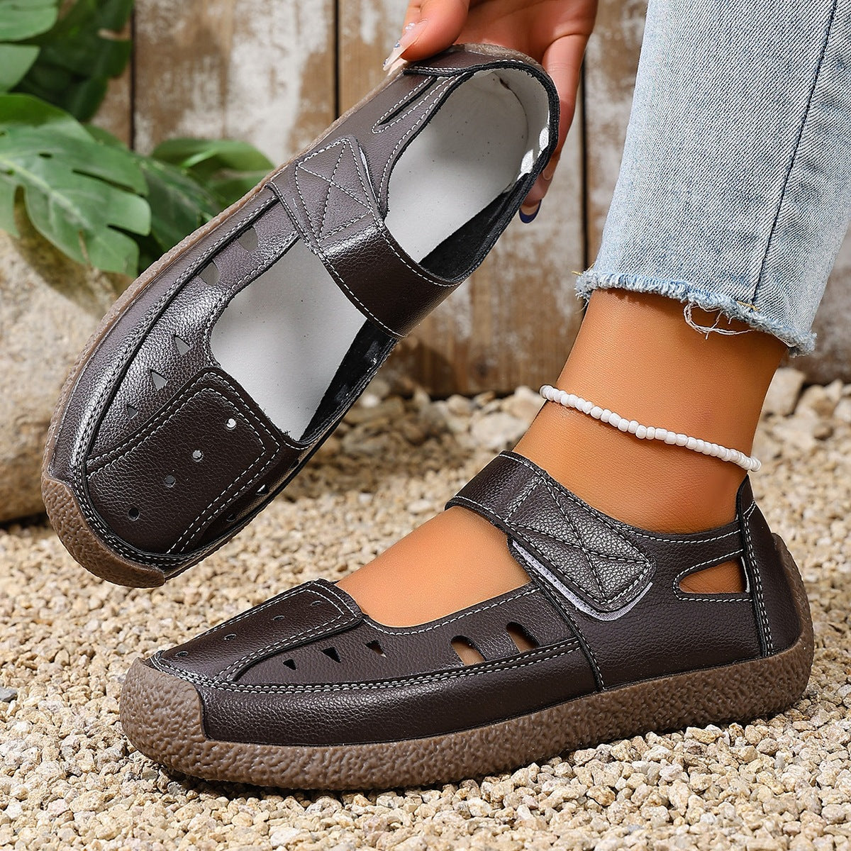 Damen Atmungsaktive Sandalen mit verstellbarem Klettverschluss und rutschfester Sohle R&B