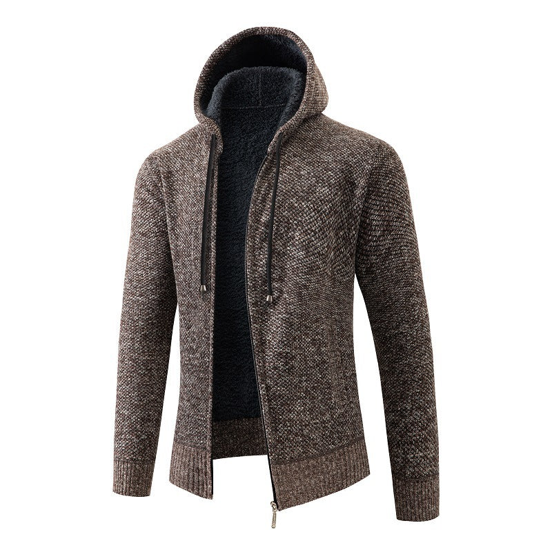 Herren gemütlicher Strickhoodie mit kuscheligem Innenfutter