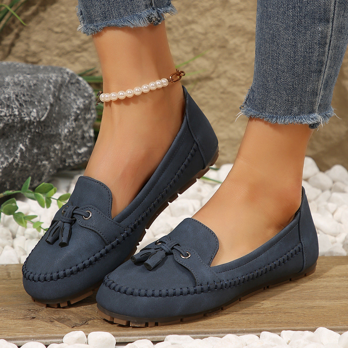 Damen Mokassins mit modischem Quasten-Detail und bequemer Sohle R&B