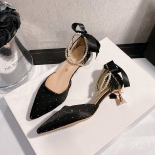 Damen elegante Pumps mit perlenverziertem Riemchen R&B