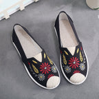 Damen Slip-On Schuhe mit floralem Stickdesign und rutschfester Sohle