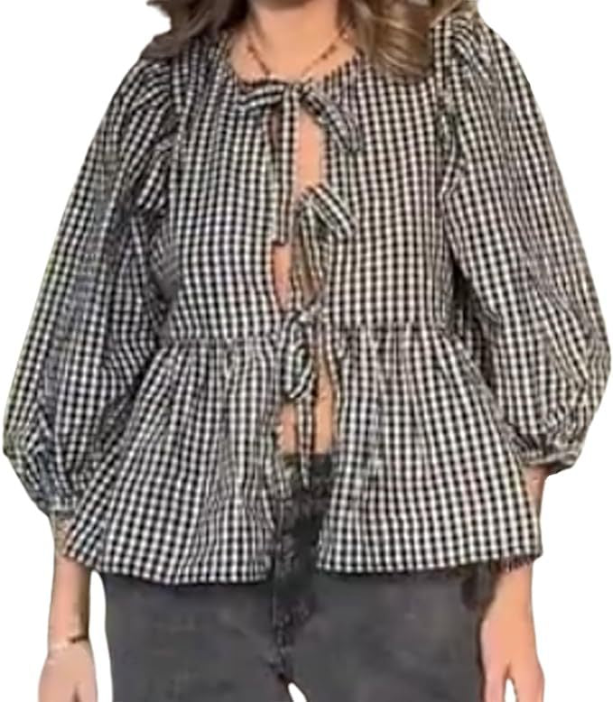Damen Bluse mit voluminösen Ärmeln und modischem Leopardenmuster R&B