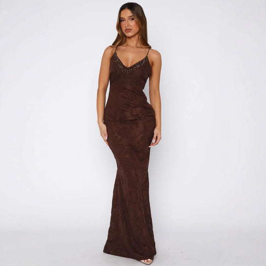 Damen Elegantes Transparentes Wickelkleid mit floralem Muster und funkelndem Ausschnitt R&B