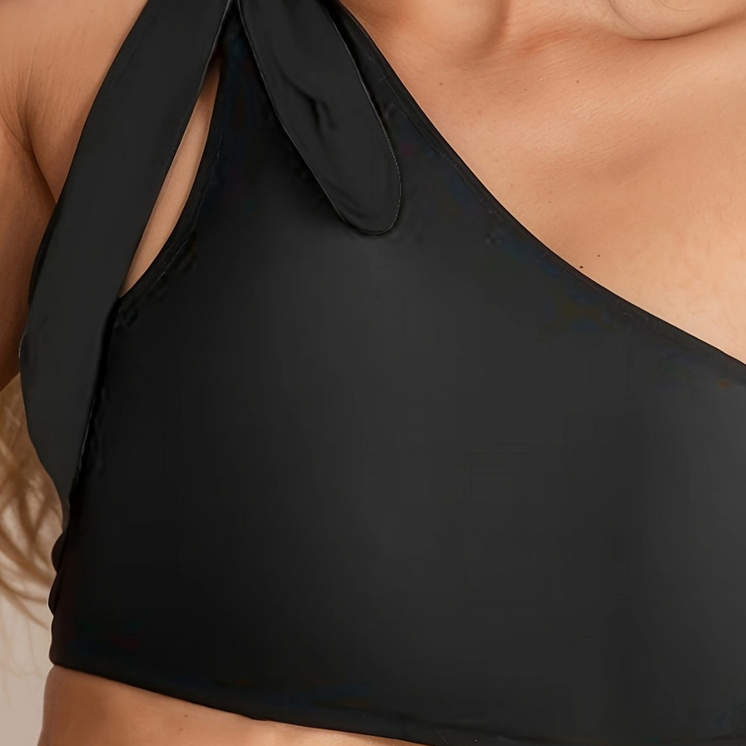 Damen Hochtailliertes Bikini-Set mit asymmetrischem Oberteil R&B
