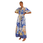 Damen Maxikleid mit floralem Knopfleisten-Design und tailliertem Gürtel R&B