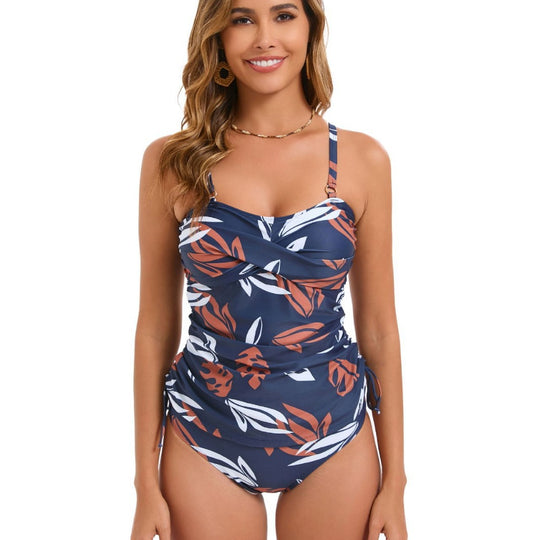 Damen Einteiler Badeanzug mit Raffung und floralem Druck R&B