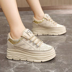 Damen modische Plateau-Sneaker mit Glitzer-Akzenten und bequemer Dämpfung R&B