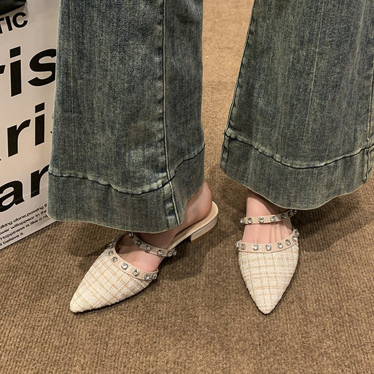 Damen elegante Mules mit funkelnden Strassdetails R&B