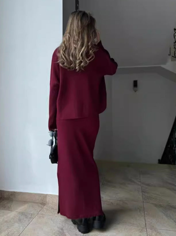Damen Elegant gestricktes Maxikleid mit lässigem Schnitt R&B