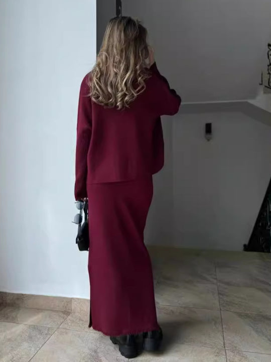 Damen Elegant gestricktes Maxikleid mit lässigem Schnitt R&B