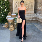 Damen Elegantes Maxikleid mit asymmetrischem Schnitt und verführerischem Schlitz R&B