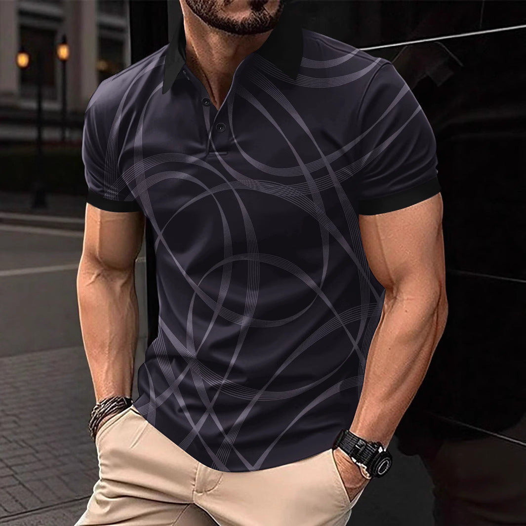 Herren Poloshirt mit modernem grafischen Muster und atmungsaktiven Eigenschaften