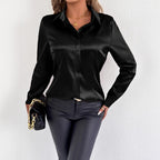 Damen Satin-Bluse mit klassischem Kragen R&B
