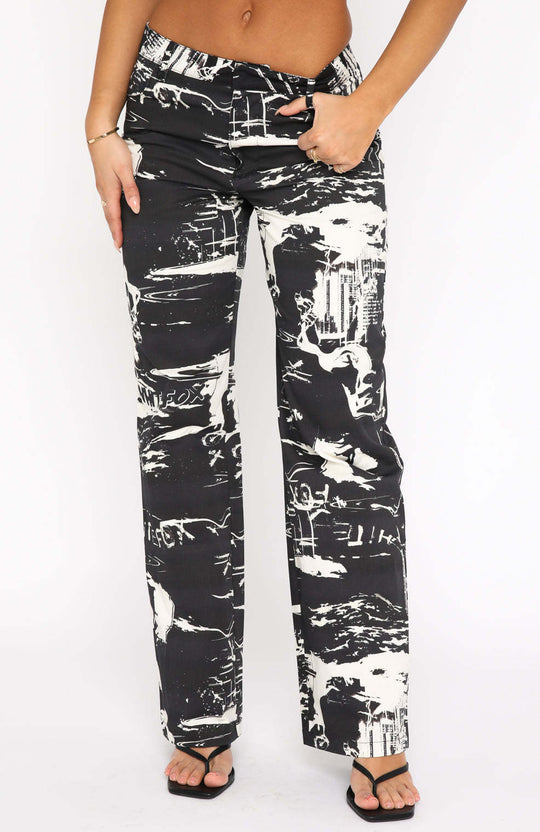 Damen lässige Cargo-Hose mit frischem botanischem Print R&B