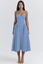 Damen Midi-Kleid mit elegantem Schnitt und komfortablen Trägern R&B