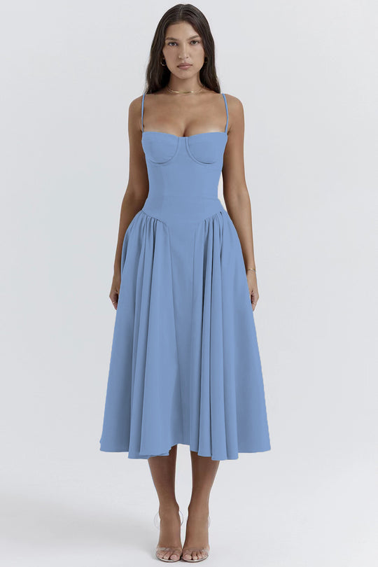 Damen Midi-Kleid mit elegantem Schnitt und komfortablen Trägern R&B