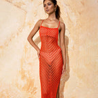 Damen luftiges Netz-Maxikleid mit faszinierendem Design R&B