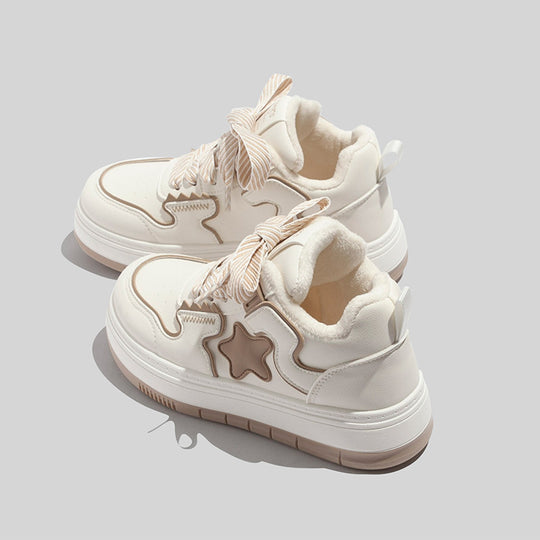 Damen Sportliche Winter Sneakers mit warmem Futter und verspieltem Sternenmotiv R&B