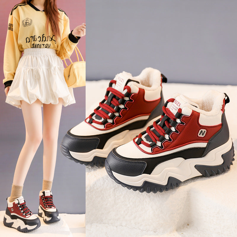 Damen sportliche High-Top Sneakers mit dickem Profil und dämpfendem Innenfutter R&B