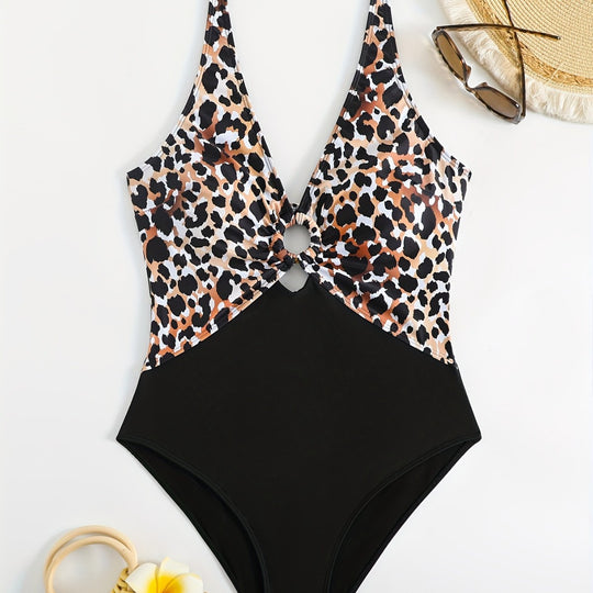 Damen Einteiliger Badeanzug mit Tiermuster R&B