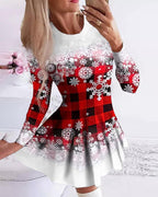 Damen Winterliches Minikleid mit festlicher Schneeflocken-Dekoration