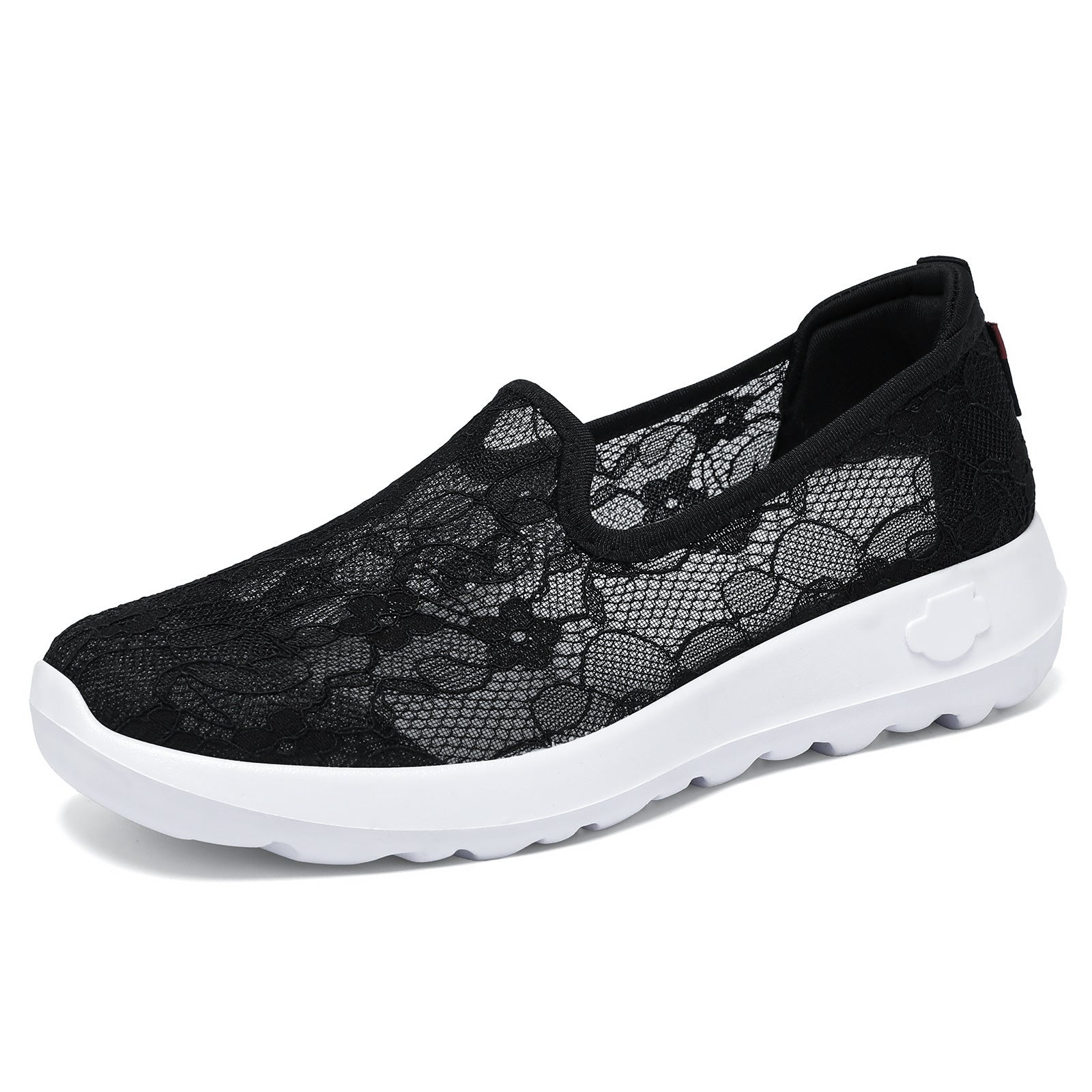 Damen Elegante und bequeme Slip-On Sneakers mit Spitzenoberfläche