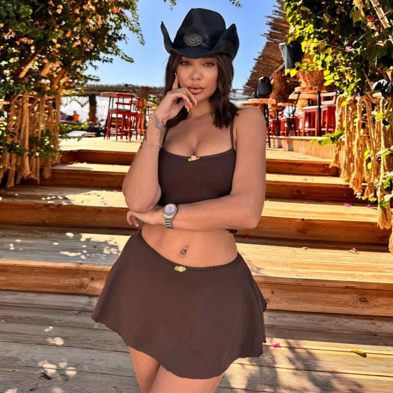 Damen Sommerliches Strandset mit Top und Minirock R&B