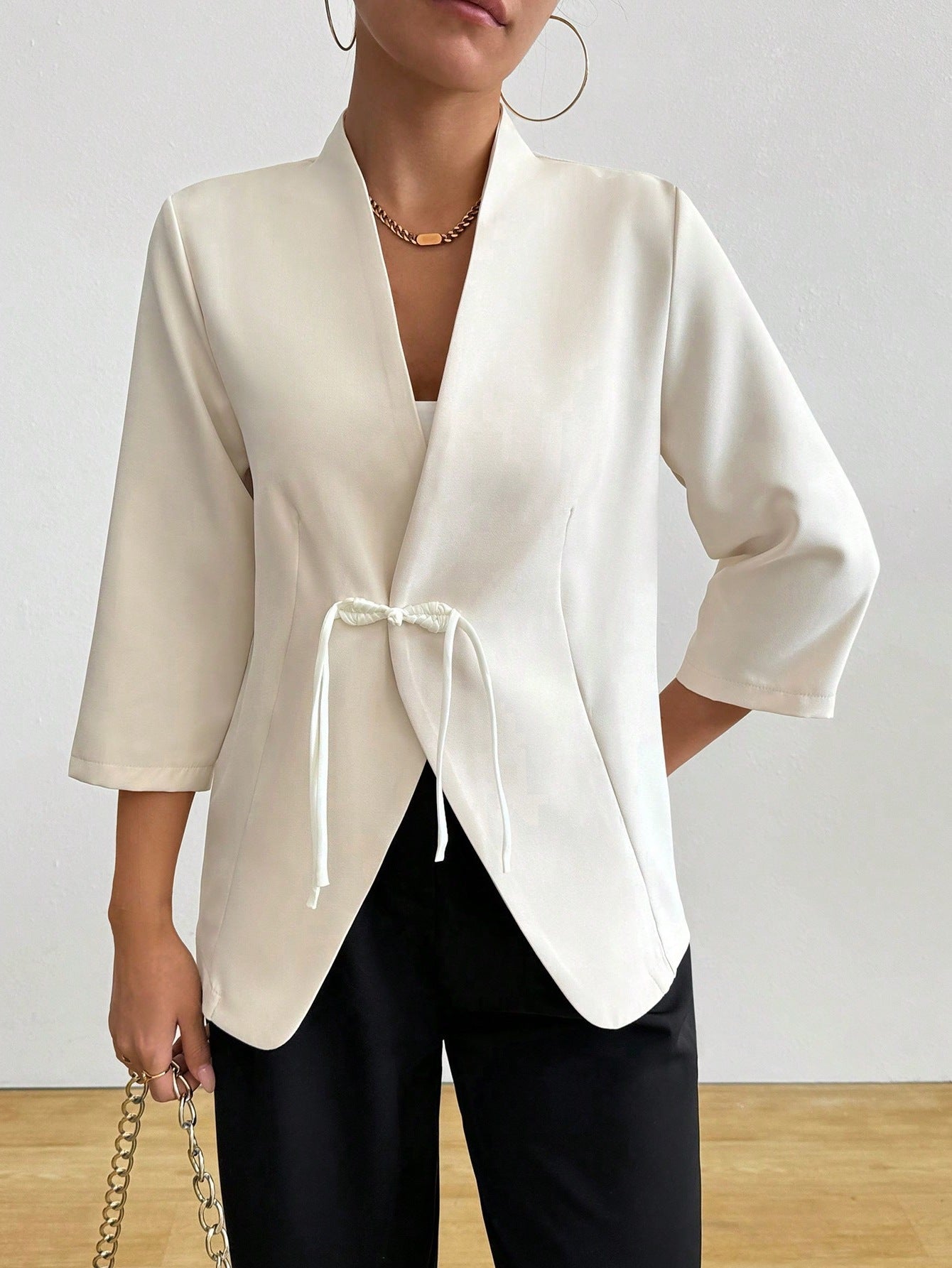 Damen Wickeljacke mit Taillenzug und lässigem Schnitt