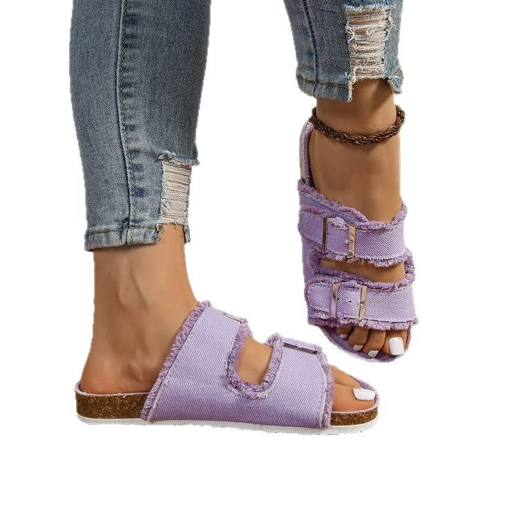 Damen komfortable Zehentrenner-Sandalen mit verstellbaren Riemen R&B