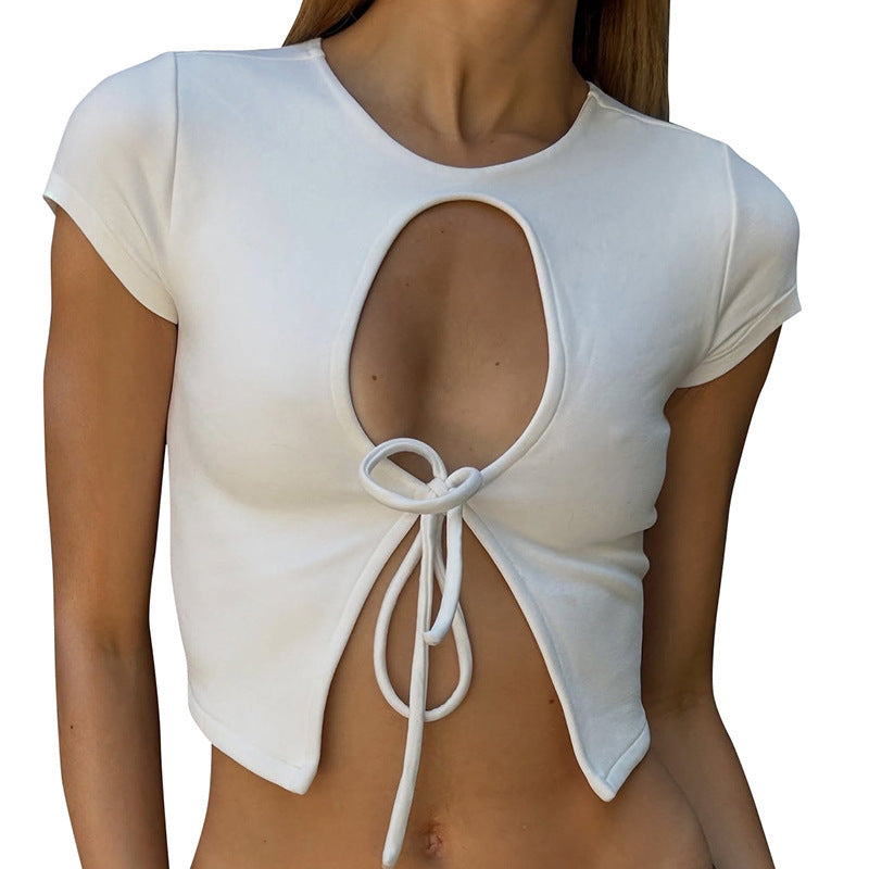 Damen Cropped Top mit raffiniertem Cut-Out und Knotendetail R&B