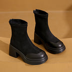 Damen Hohe Plateau-Stiefeletten aus velourslederlook R&B