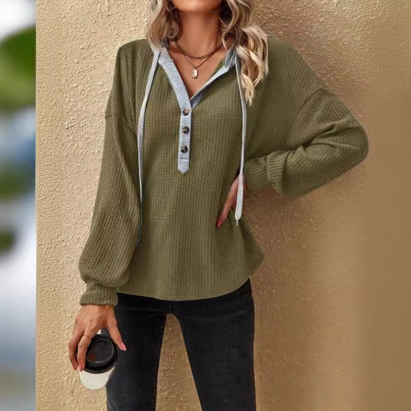 Damen Oversized Pullover mit Knopfleiste R&B