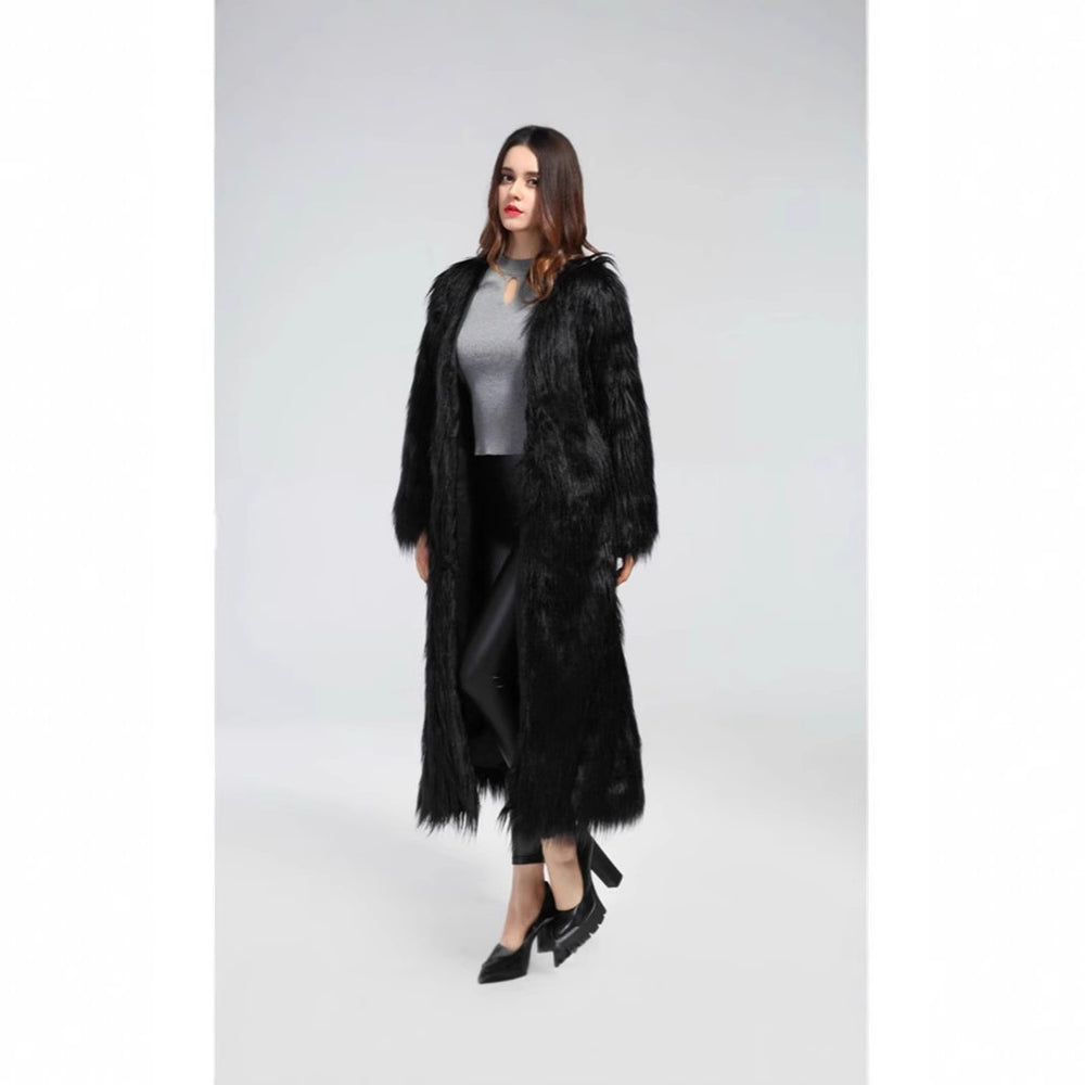 Damen Luxuriöser Kunstpelzmantel mit elegantem Futter R&B