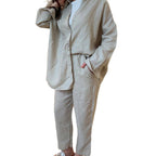 Damen leichte Leinenloungewear mit lockerer Passform R&B