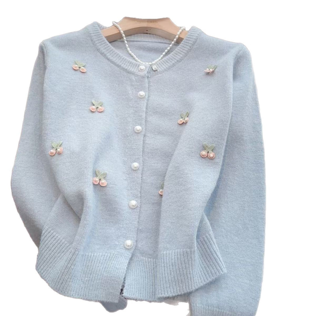 Damen Elegante Strickjacke mit floralen Applikationen R&B