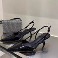 Damen Slingback High Heel Schuhe mit elegantem Spitzen-Design R&B