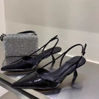 Damen Slingback High Heel Schuhe mit elegantem Spitzen-Design R&B