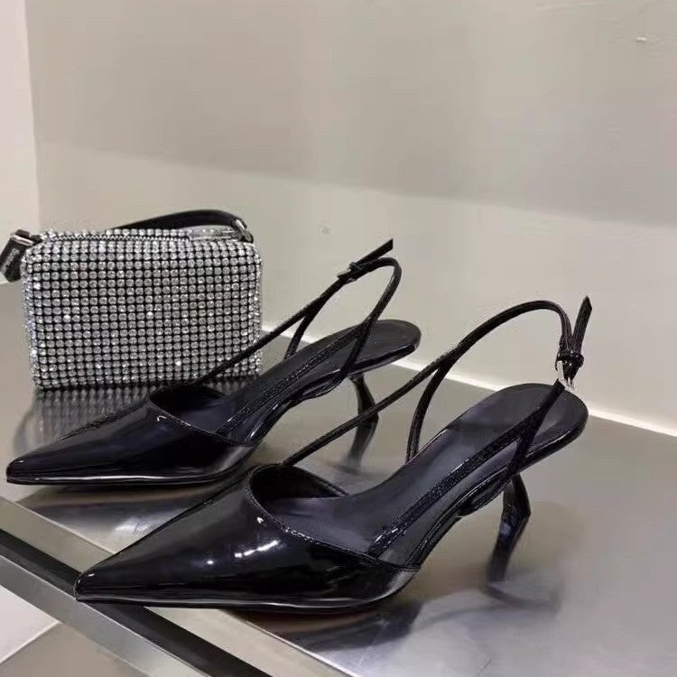 Damen Slingback High Heel Schuhe mit elegantem Spitzen-Design R&B
