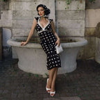 Damen Figurbetontes Polka-Dot Kleid mit Spitzenapplikation R&B