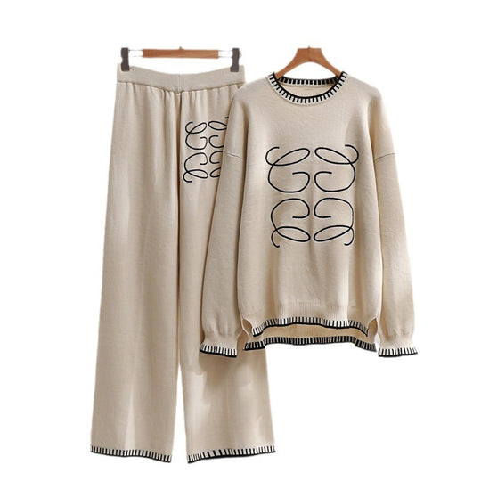Damen gemütliches Sweatset mit grafischem Design und eleganten Kontrastdetails R&B