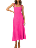 Damen Maxikleid mit schmalen Trägern und feinem Rippdesign R&B